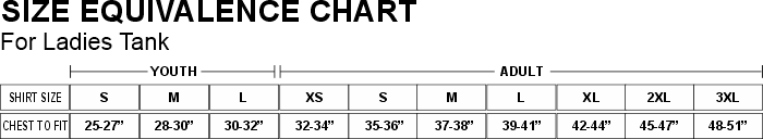 Ladies Tank Size Chart